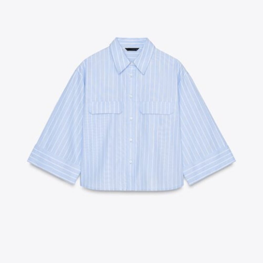 Zara Button Down Cropped Oxford Shirt